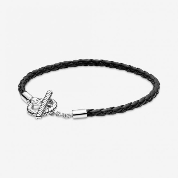 Pulseira De Couro Trançado Momentos T-bar Pandora Portugal