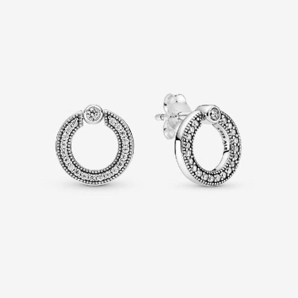 Brincos Reversíveis Pave & Logo Circle Pandora Portugal