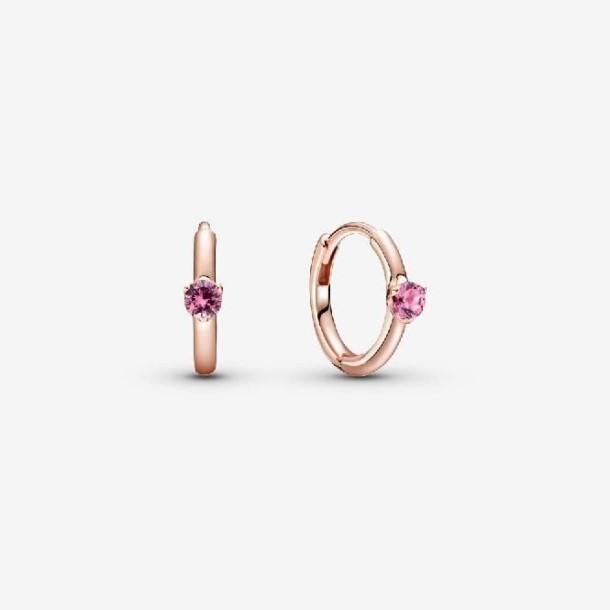 Brincos De Argola Solitário Rosa Huggie Pandora Portugal