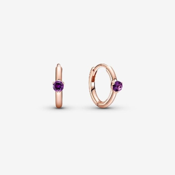 Brincos De Argola Solitário Roxo Huggie Pandora Portugal