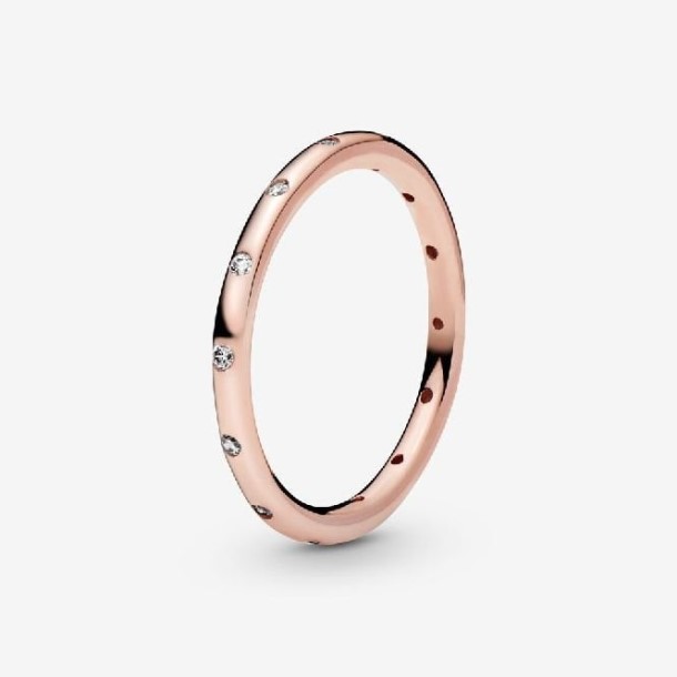 Anel De Banda Cintilante Simples Pandora Portugal Marca Rosa