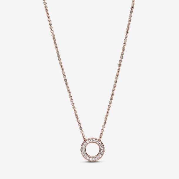 Rosa Logotipo Pavimentar Círculo Collier Colar Pandora Portugal