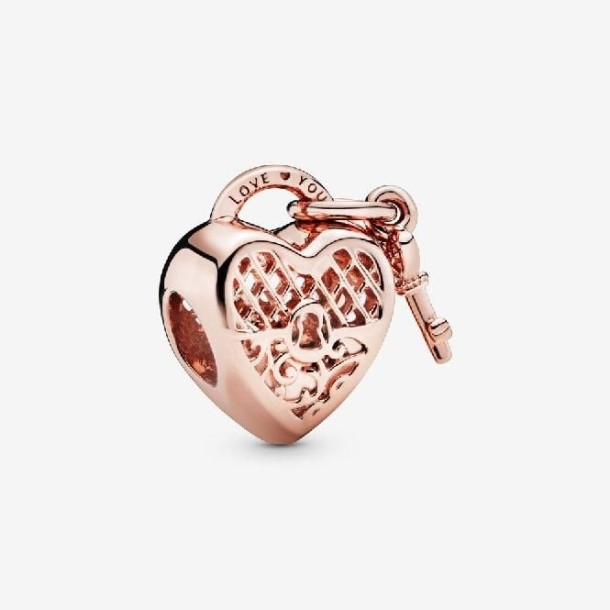 Rosa Te Amo Coração Cadeado Encantos Pandora Portugal