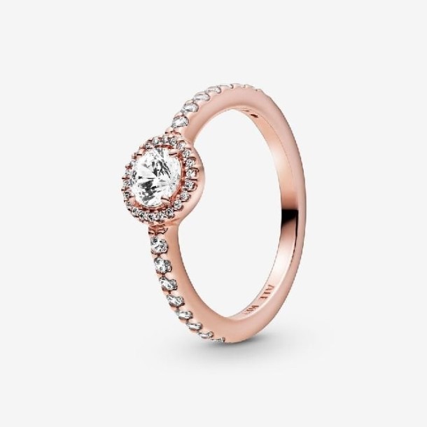 Rose Pandora Portugal Anel De Halo De Brilho Clássico