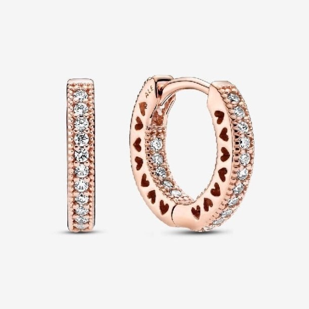 Brincos De Argola De Coração Rosa Pave Pandora Portugal