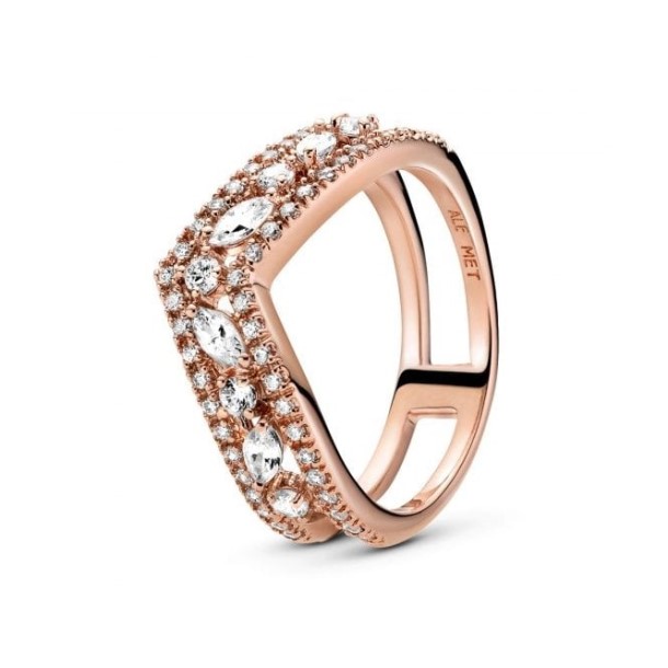 Rosa Brilhante Marquise Anel Duplo Wishbone Pandora Portugal