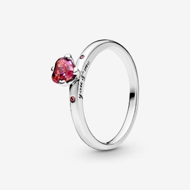Anel De Coração Vermelho Pandora Portugal Brilhante