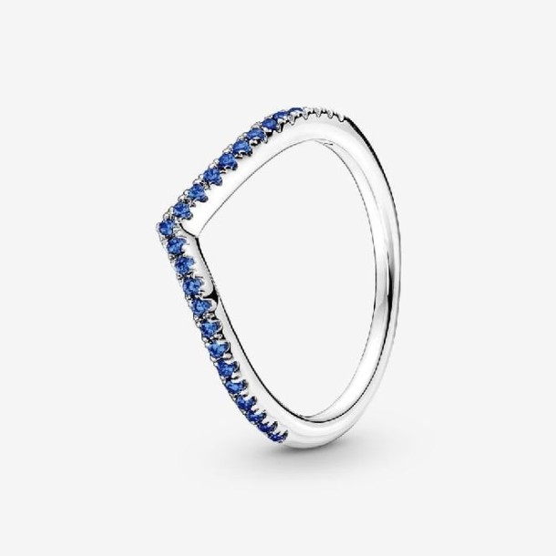 Anel Azul Pandora Com Brilho Atemporal Desejo Atemporal
